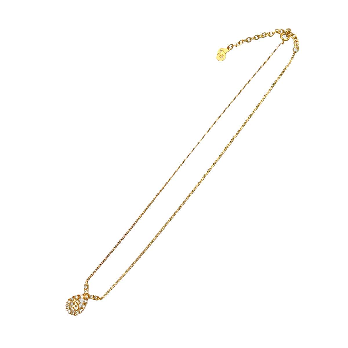 LUXURY PROMISE CHRISTIAN DIOR NECKLACE CD LOGO RHINESTONE GOLD ACCESSORY 90326690