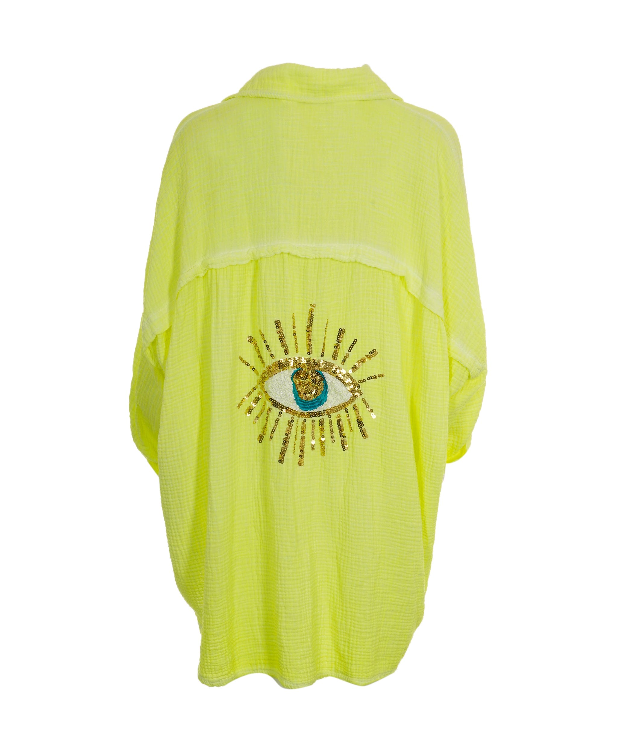 Luxury Promise Cleo neon yellow sequin eye shirt ASL8282