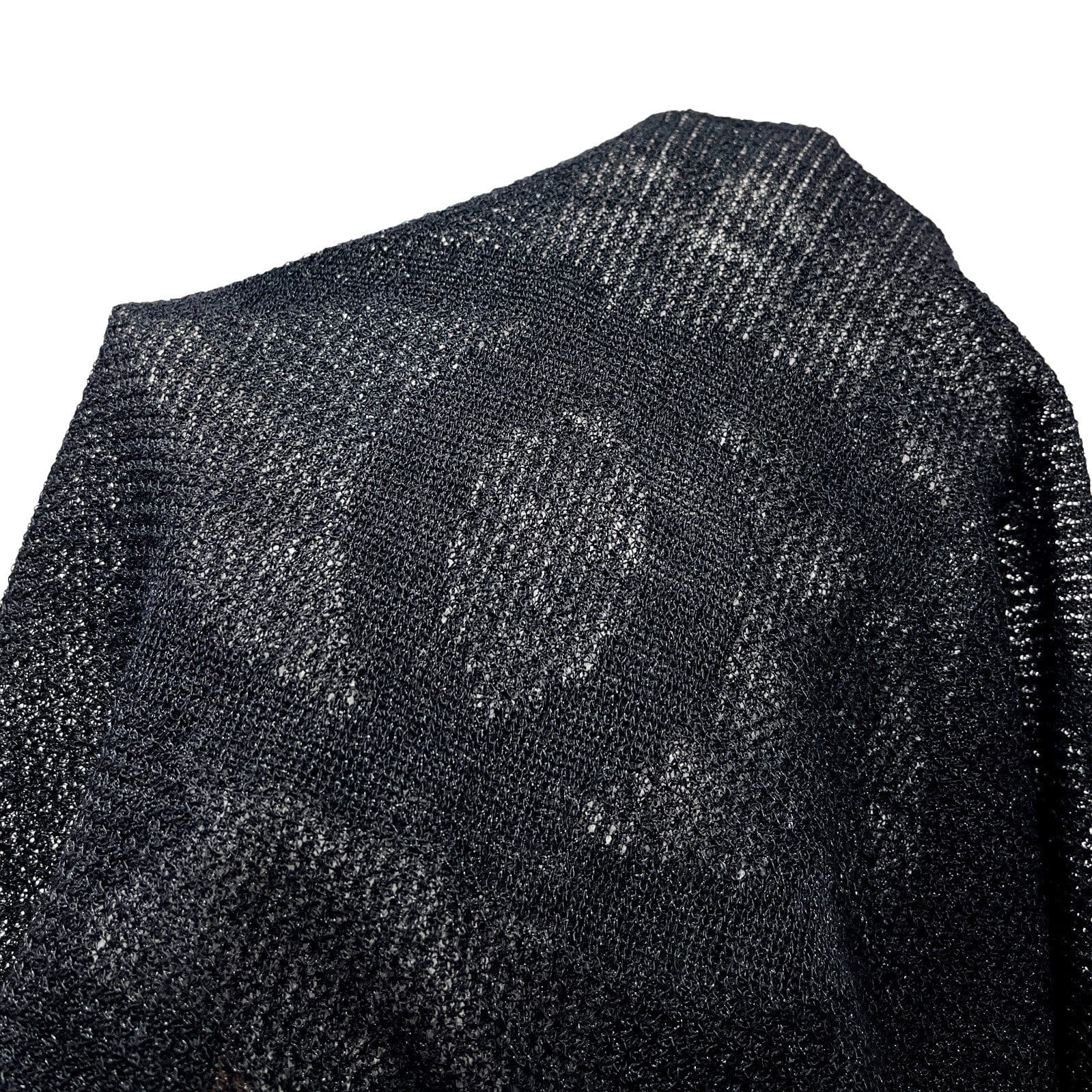 Luxury Promise CHANEL Vintage 02A CC Logo See-through Knit Top #42 Mesh Short Sleeve Black