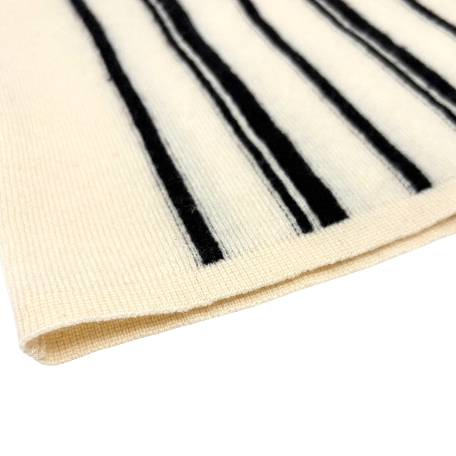 Luxury Promise CHANEL Vintage 03C CC Logo Cashmere Knit Striped T-shirt Top #42 Cream Black
