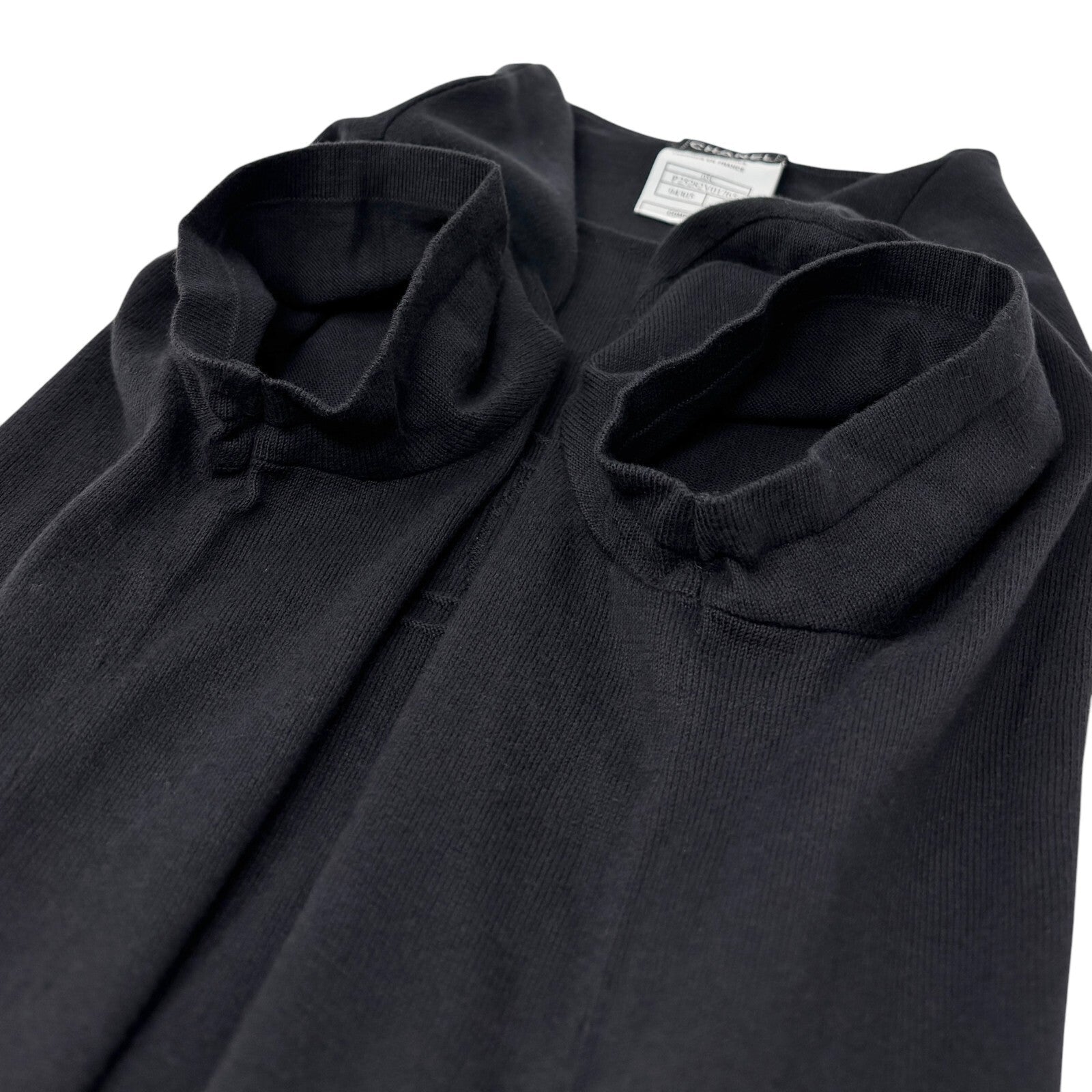 Luxury Promise CHANEL Vintage 05C CC Logo Knit T-shirt #42 Short Sleeve Top Black Cotton