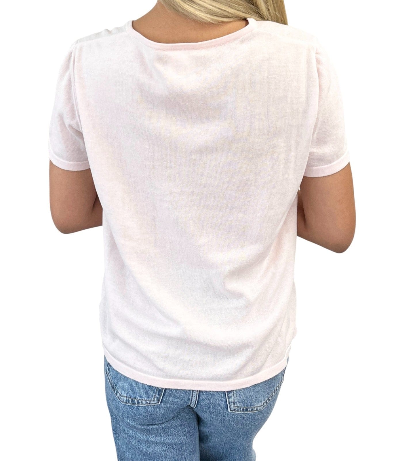 Luxury Promise CHANEL Vintage 06P CC Mark Logo Short Sleeve Top #38 T-shirt Pink Cotton Mesh