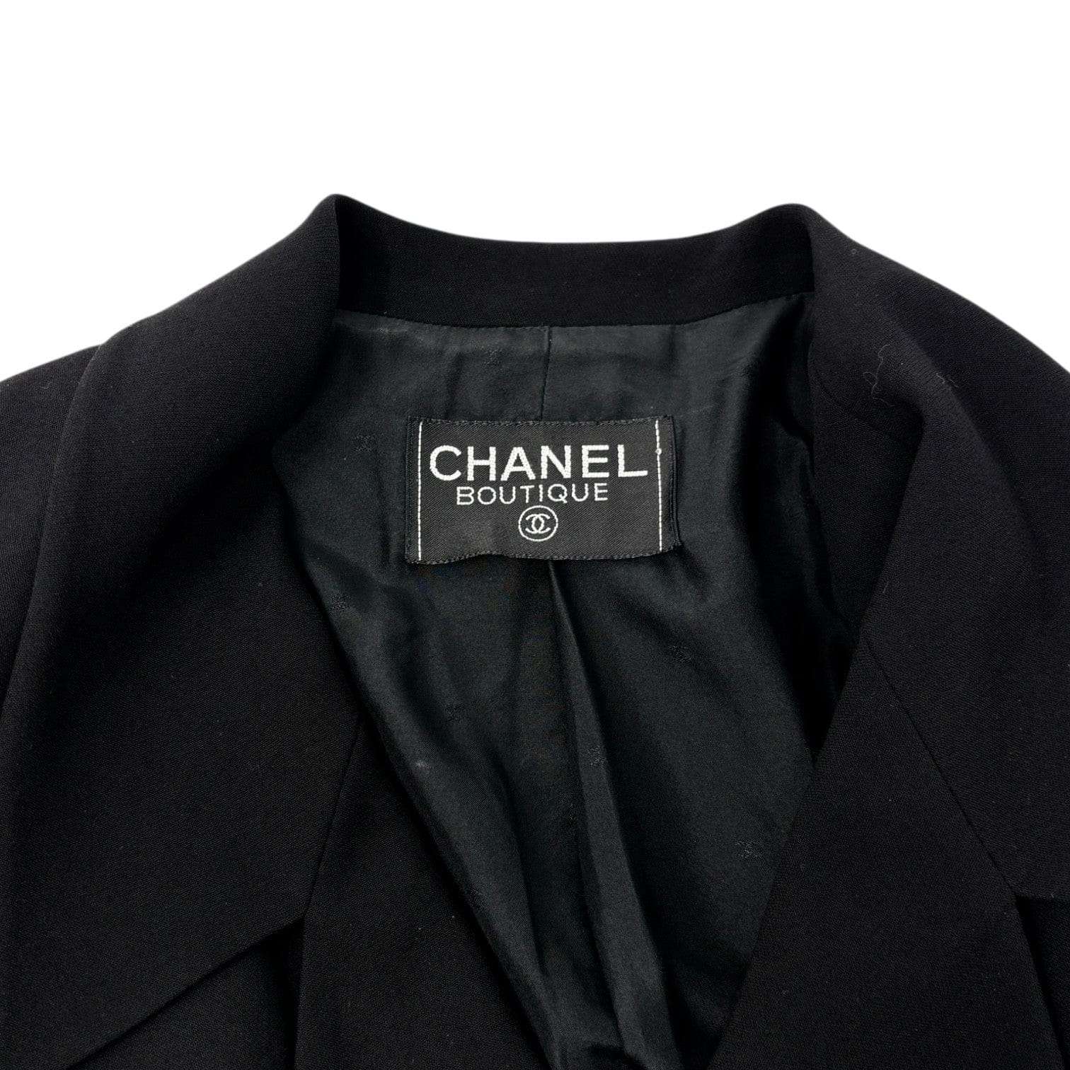 Luxury Promise CHANEL Vintage 94P CC Mark Logo Jacket Button Black Gold Long Sleeve Collar