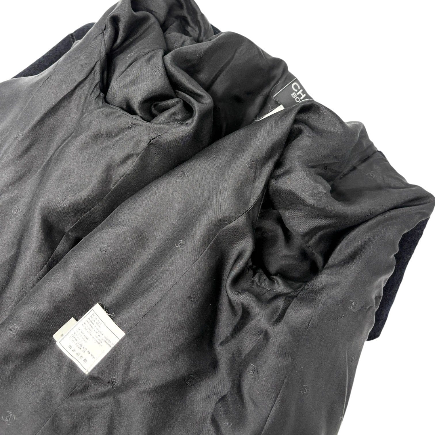 Luxury Promise CHANEL Vintage 95A CC Mark Logo Jacket #38 Mohair Wool Black Gold Button