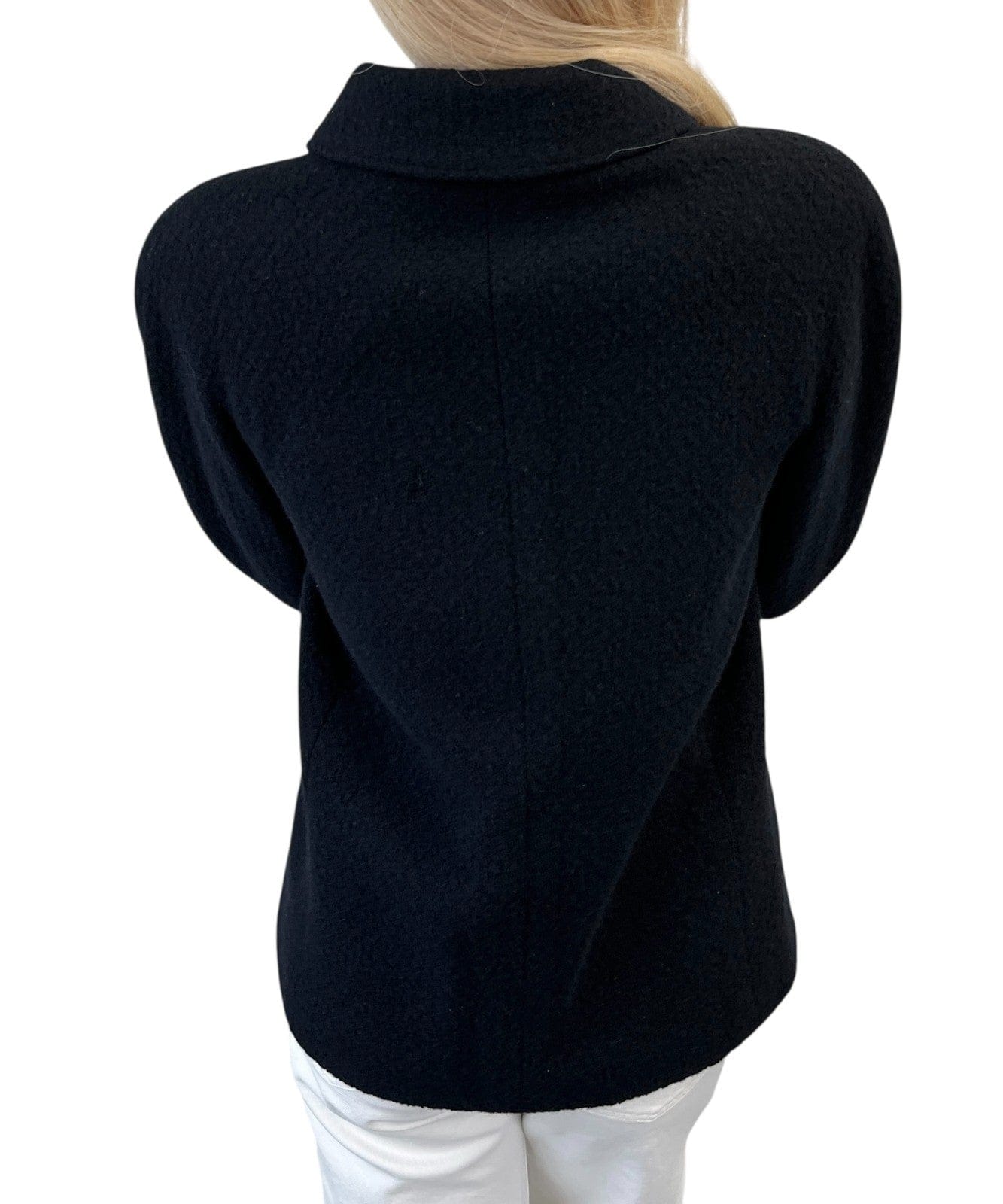 Luxury Promise CHANEL Vintage 95A CC Mark Logo Jacket #38 Mohair Wool Black Gold Button