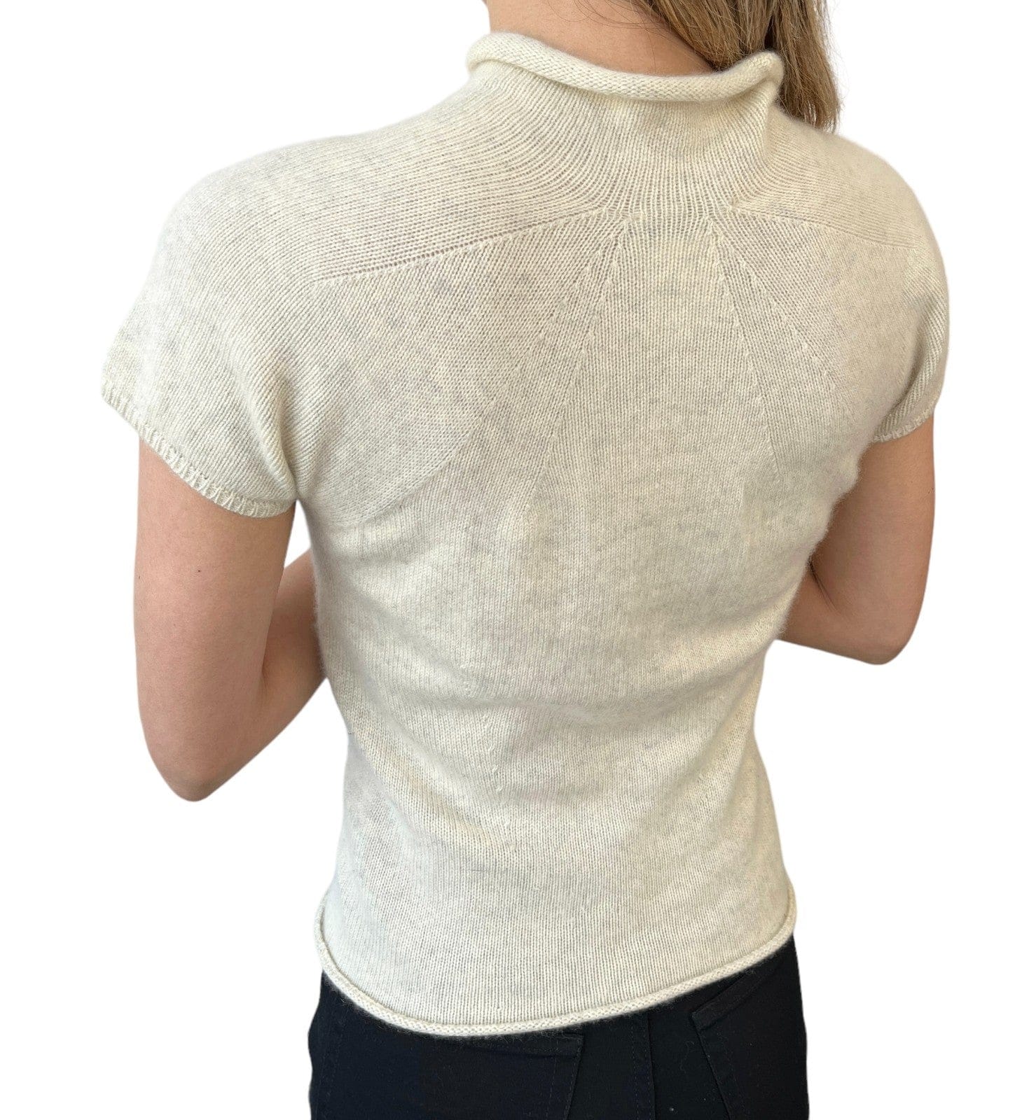Luxury Promise CHANEL Vintage 99P CC Logo Turtleneck Knit T-shirt Top #42 Cream Cashmere
