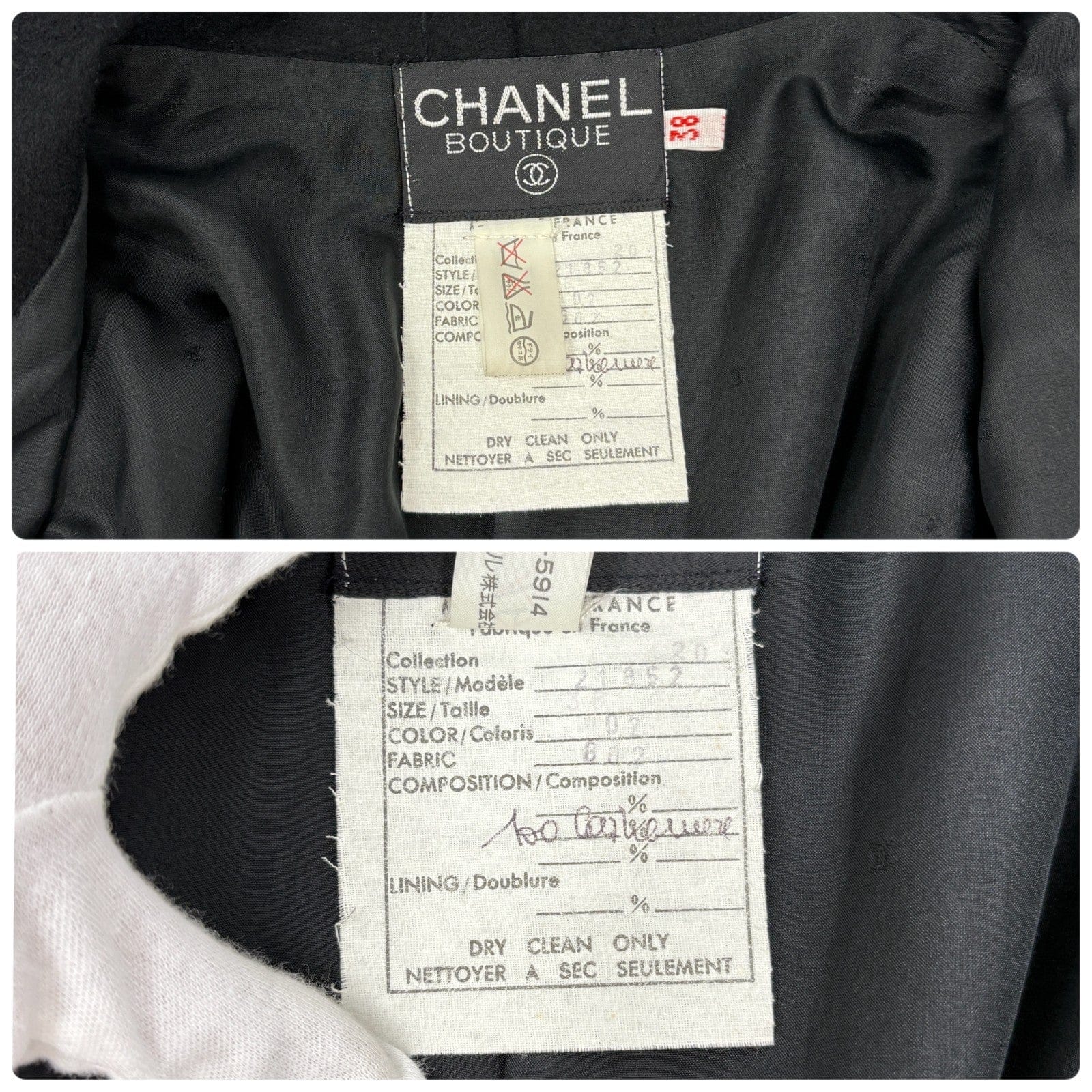 Luxury Promise CHANEL Vintage CC Mark Logo Jacket #38 Button Pocket Black Gold Cashmere