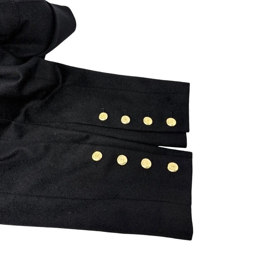 Luxury Promise CHANEL Vintage CC Mark Logo Jacket #38 Button Pocket Black Gold Cashmere