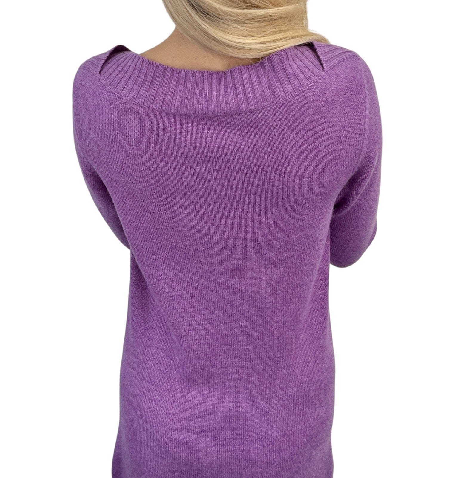 Luxury Promise CHANEL Vintage P44445 CC Turnlock Logo Sweater Dress #34 Cashmere Purple Silver