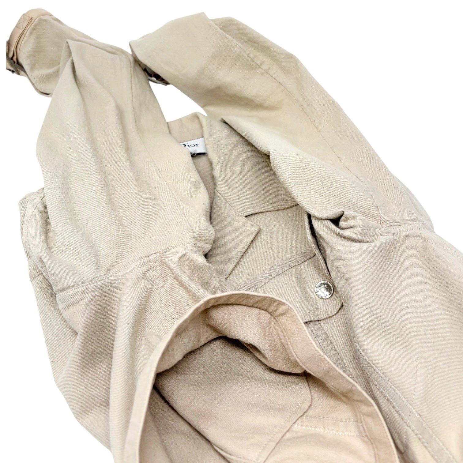 Luxury Promise Christian Dior Vintage 2001 Croped Denim Jacket #38 Beige Long Sleeve Cotton