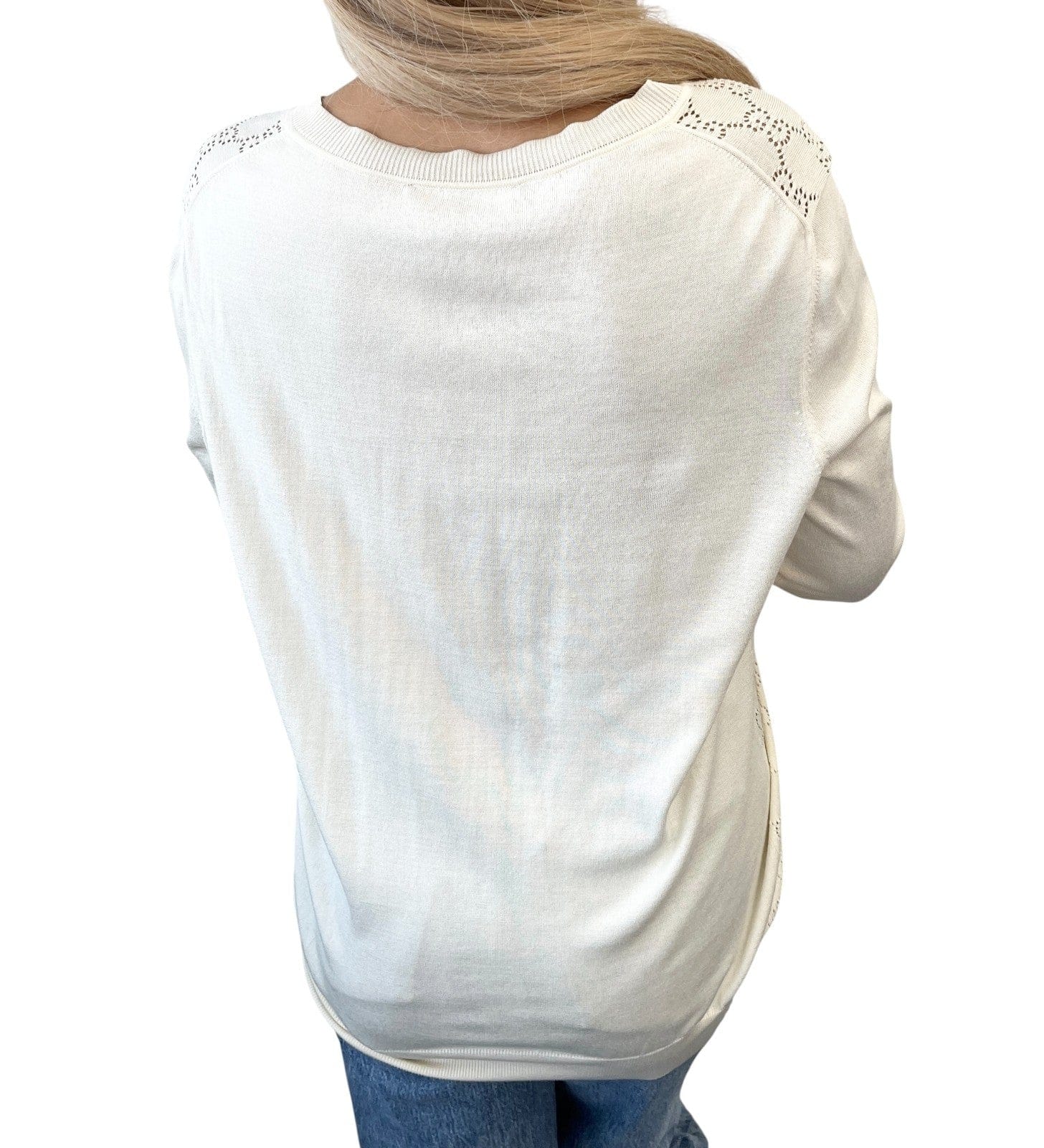 Luxury Promise GUCCI Vintage Cardigan Sweater Top #L Punching Cream Gold Silk Cotton Nylon