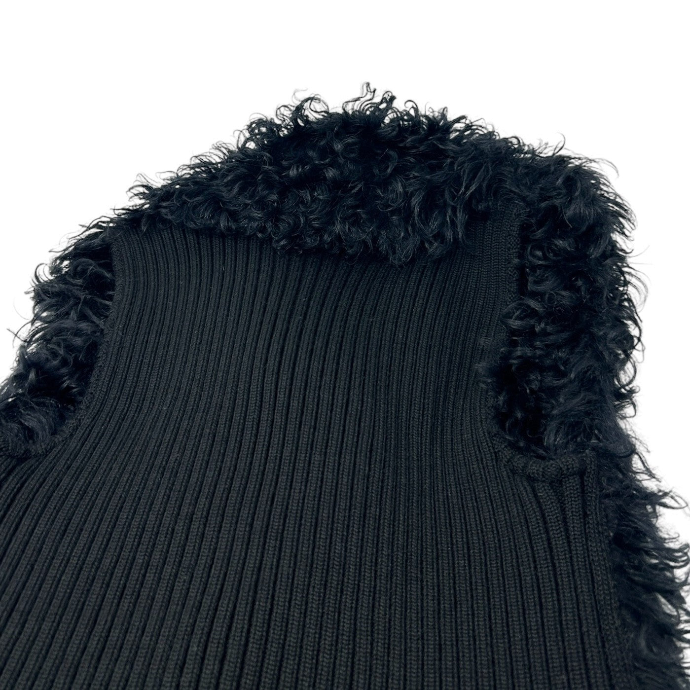 Luxury Promise GUCCI Vintage Horsebit Faux Fur Jacket Knit Vest #40 Black Gold Wool Zip