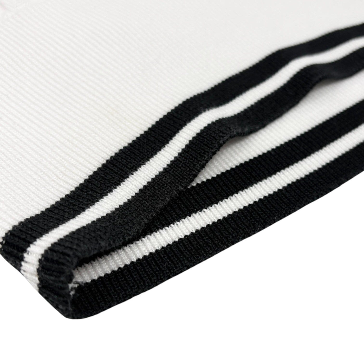 Luxury Promise Yves Saint Laurent Vintage YSL Logo Knit T-shirt Top #M White Black Cotton