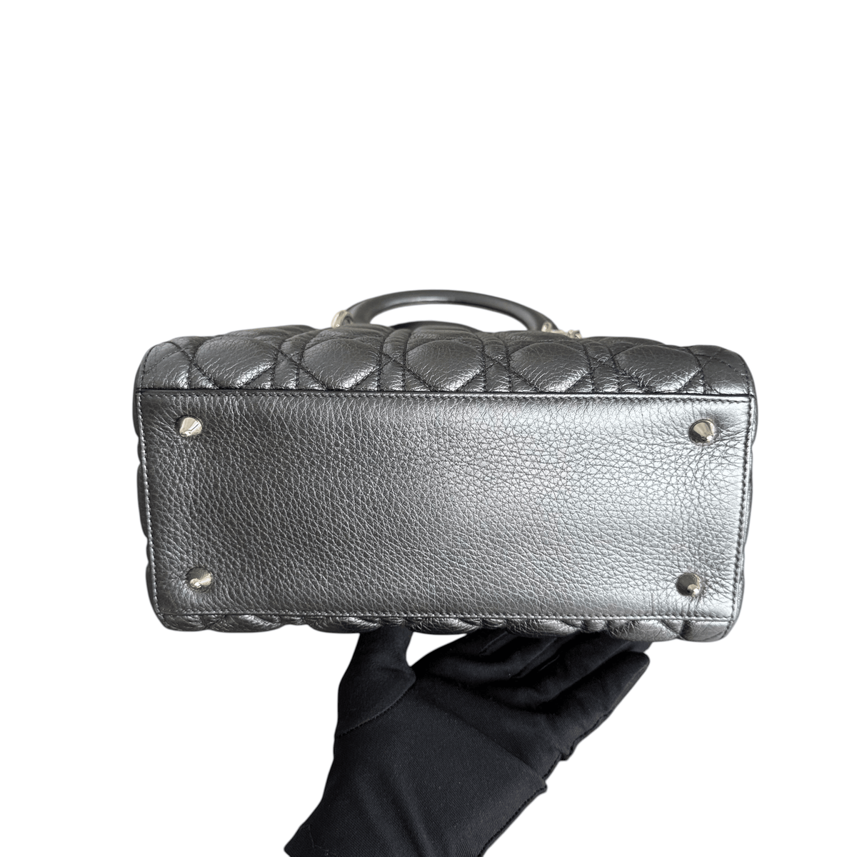Luxury Promise Dior Lady Medium Flap - Cannage Caviar Dark Gray Gold Hardware