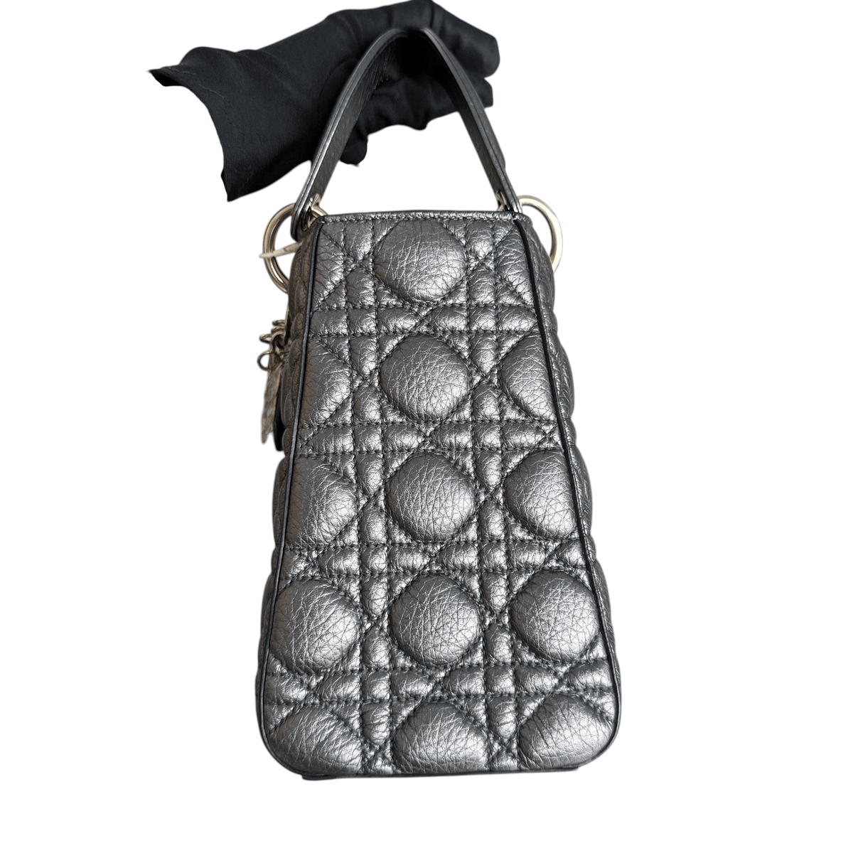 Luxury Promise Dior Lady Medium Flap - Cannage Caviar Dark Gray Gold Hardware