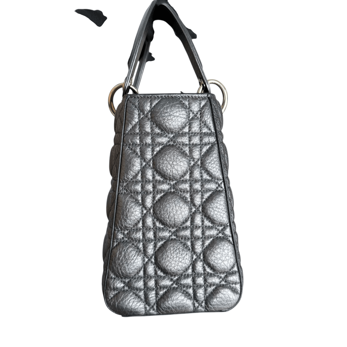 Luxury Promise Dior Lady Medium Flap - Cannage Caviar Dark Gray Gold Hardware