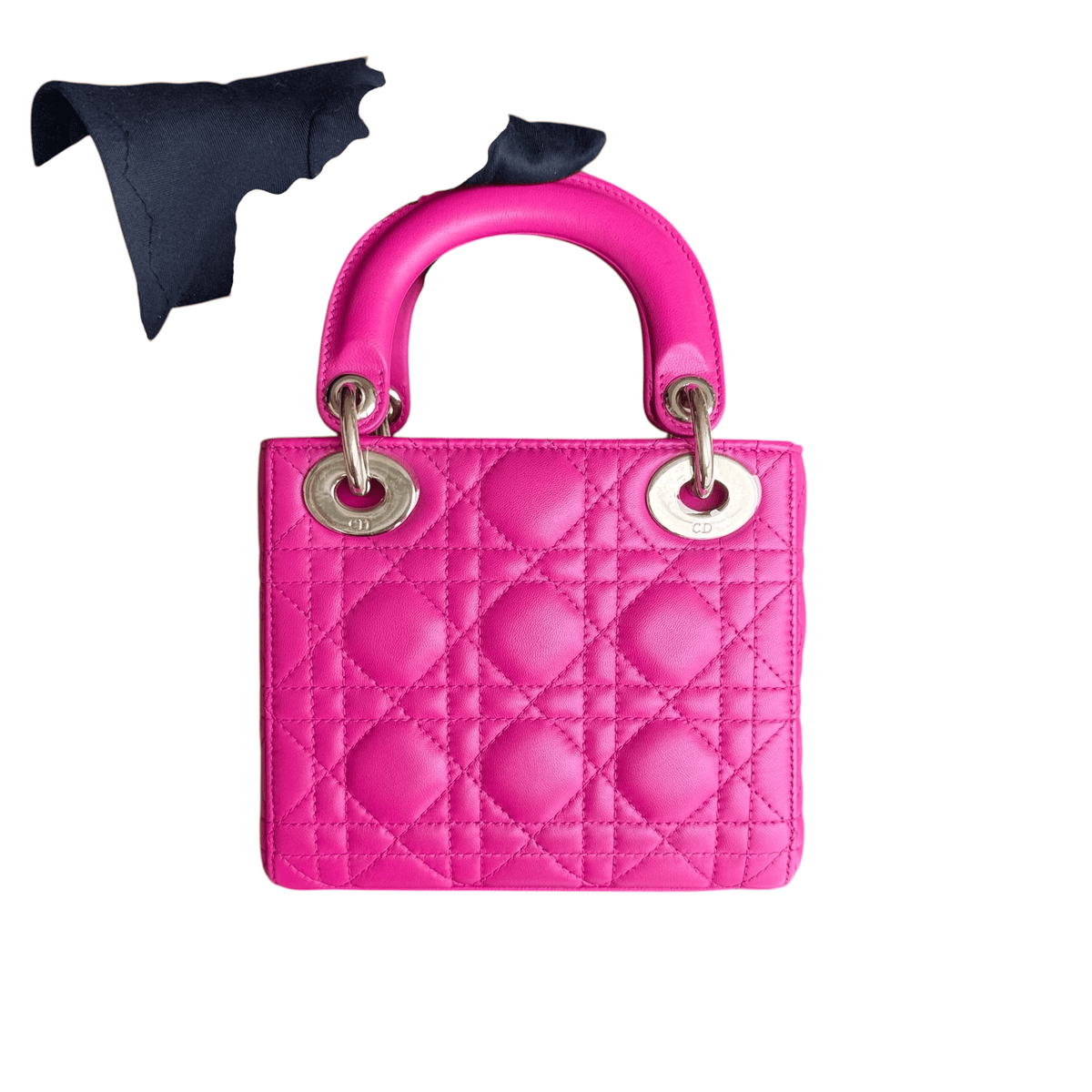 Luxury Promise Dior Lady Mini - Cannage Lambskin Hot Pink Gold Hardware Adjustable Strap