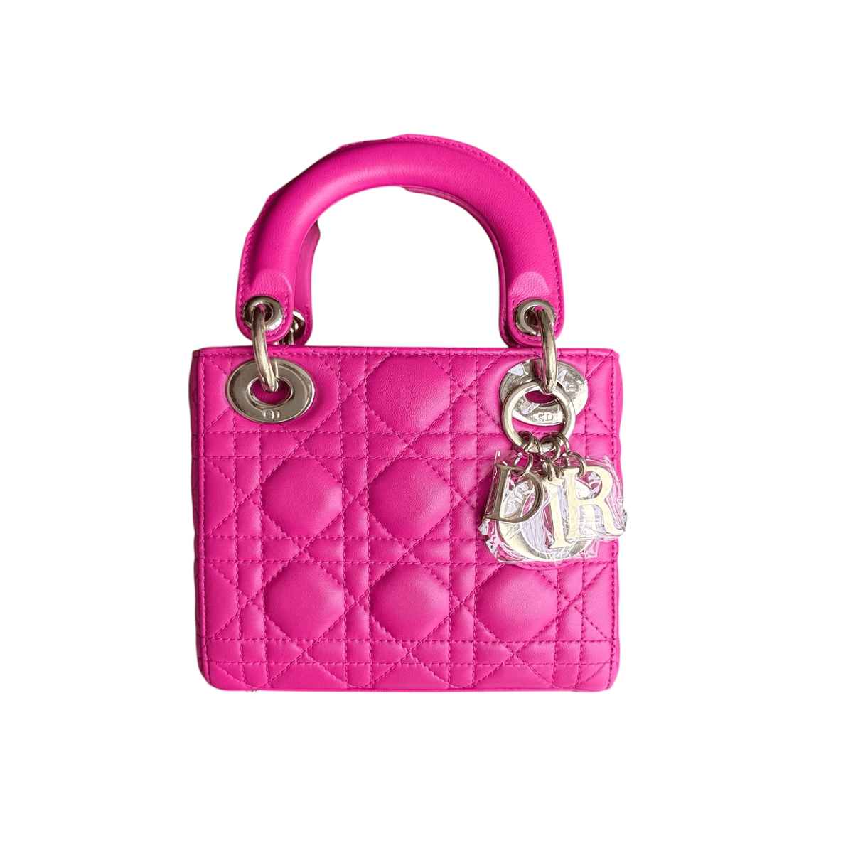 Luxury Promise Dior Lady Mini - Cannage Lambskin Hot Pink Gold Hardware Adjustable Strap