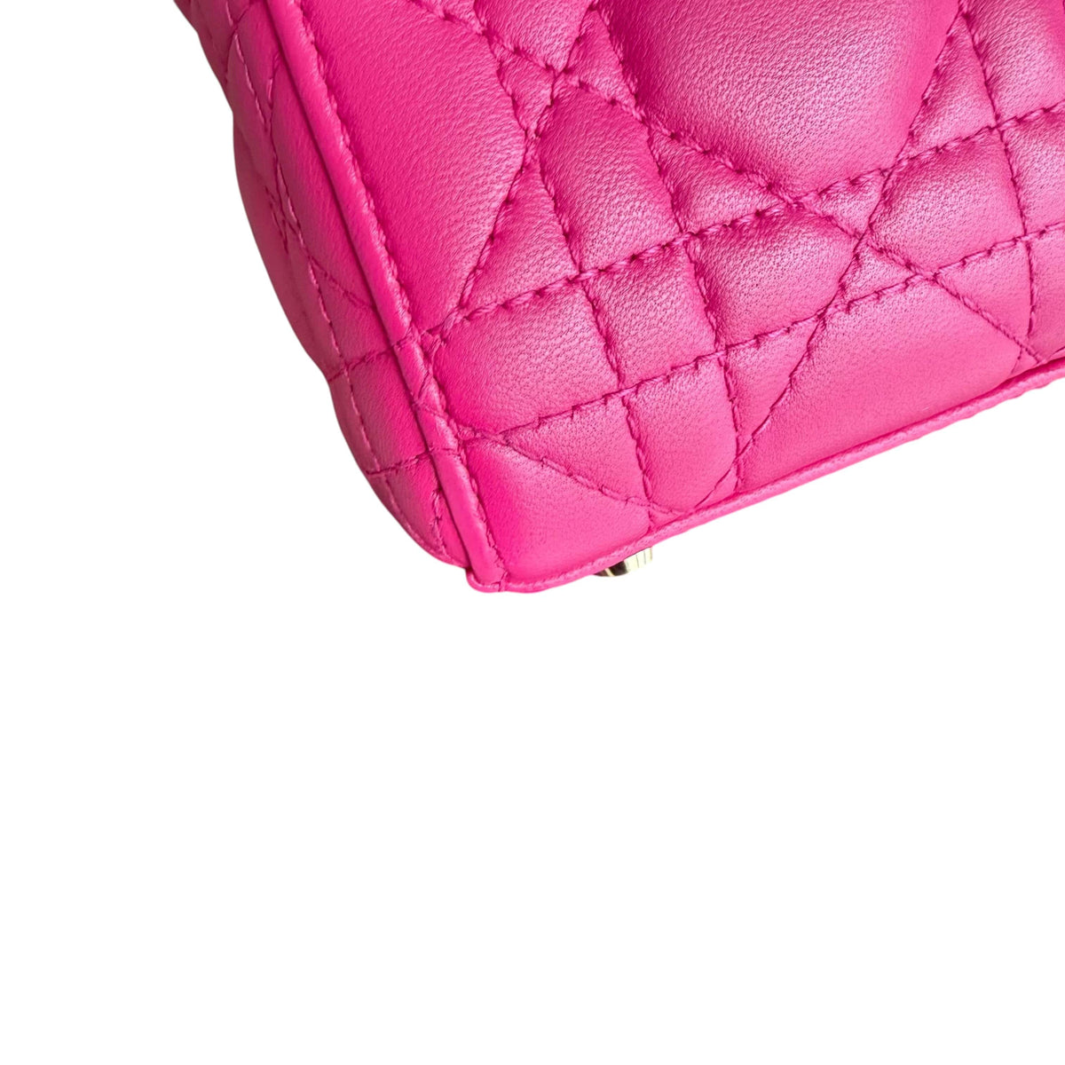 Luxury Promise Dior Lady Mini - Cannage Lambskin Hot Pink Gold Hardware Adjustable Strap