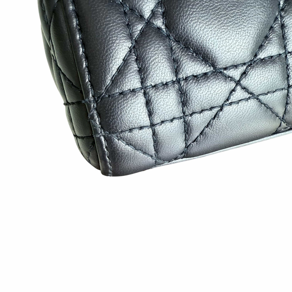 Luxury Promise Dior Lady Mini - Cannage Lambskin Midnight Blue Silver Hardware Chain Strap
