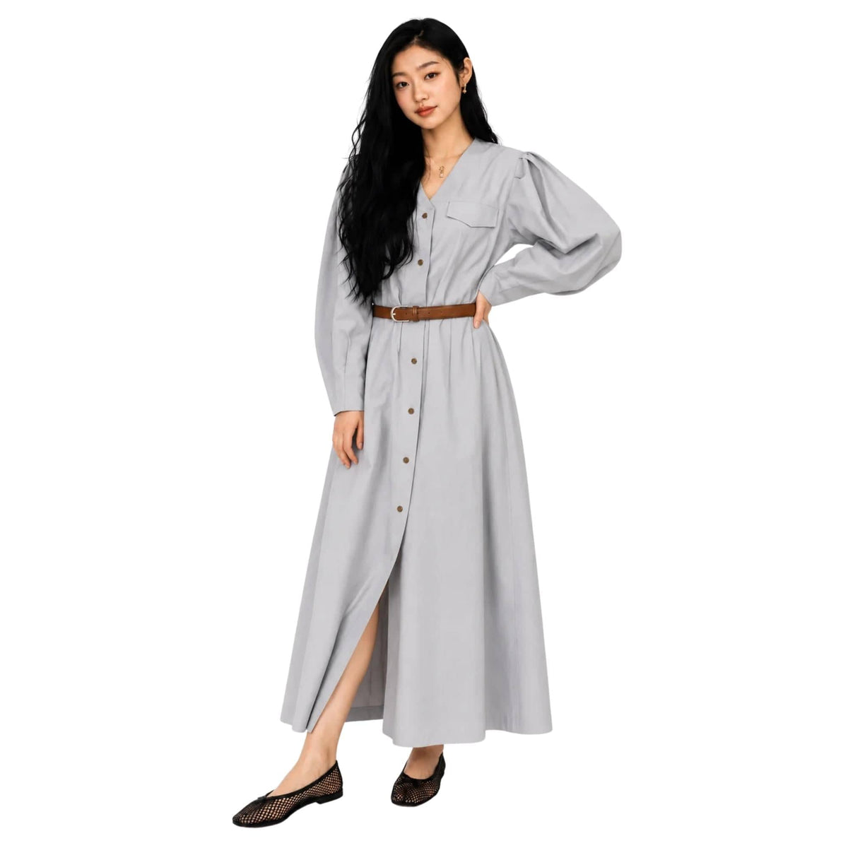 Luxury Promise BELTED SHIRT COTTON DRESS (فستان) "LUMIÈRE"