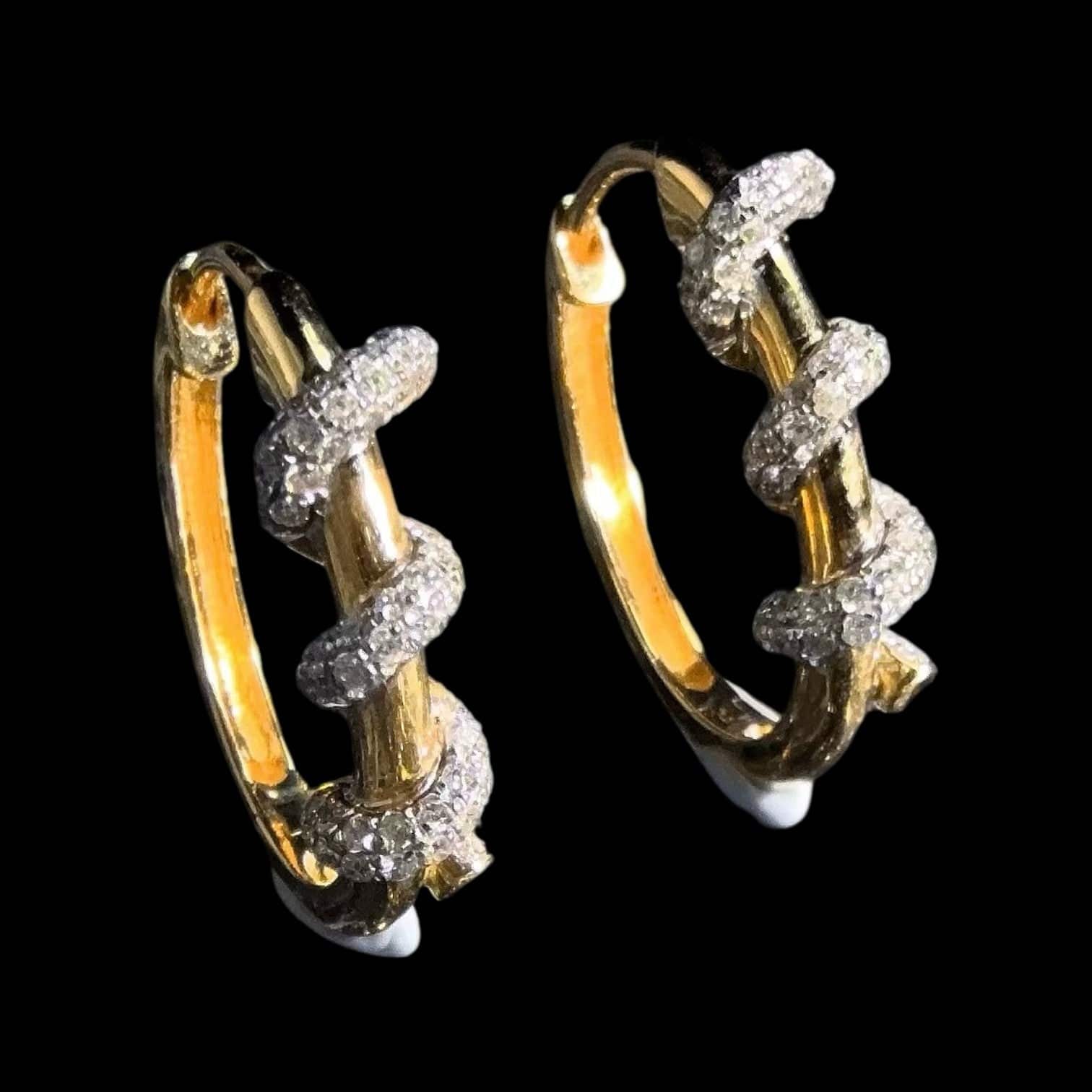 Luxury Promise 0.42ct Natural White Diamond Hoop Earrings Set in 18K Yellow & White Gold