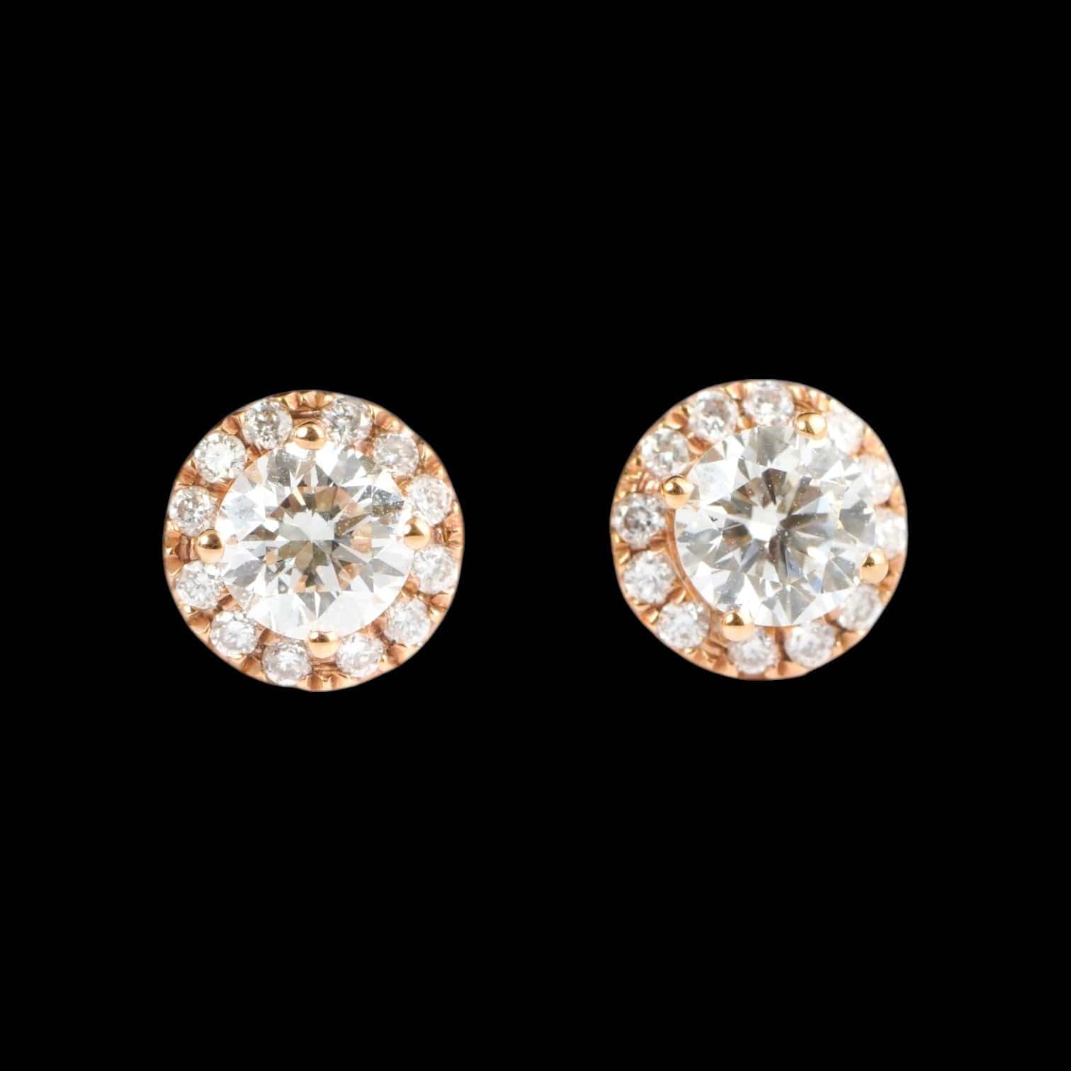Luxury Promise 0.53ct Centre Diamonds with 0.14ct Surrounding Natural White Diamond Earrings set in 18K Rose Gold
