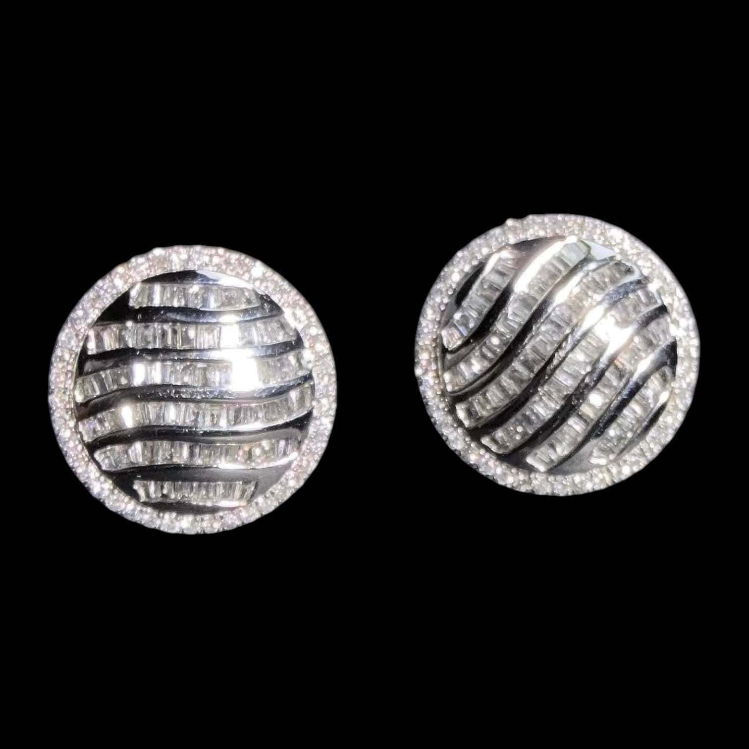 Luxury Promise 0.74ct Natural White Diamond Round Wavy Earrings Set in 18K White Gold