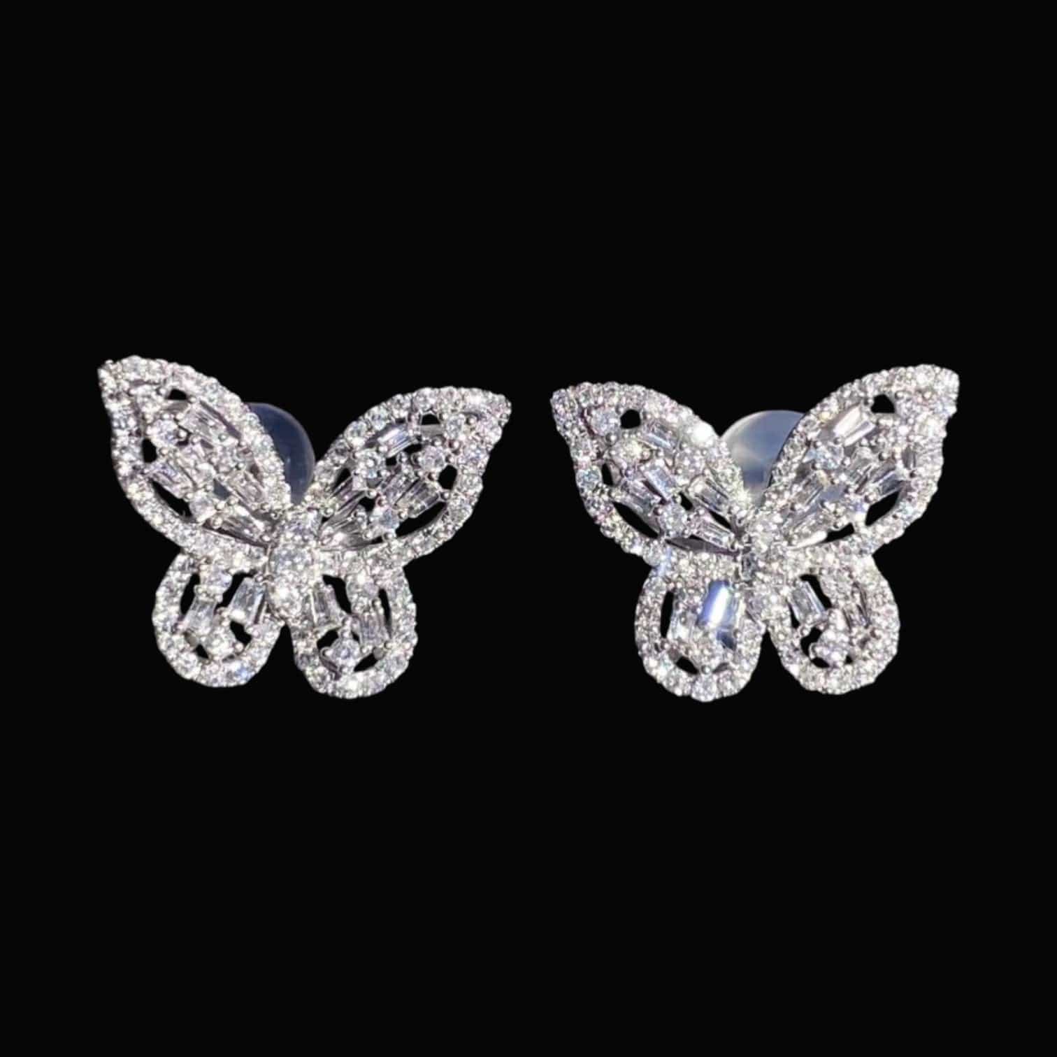 Luxury Promise 0.88ct White Diamond Butterfly Earrings set in 18K White Gold