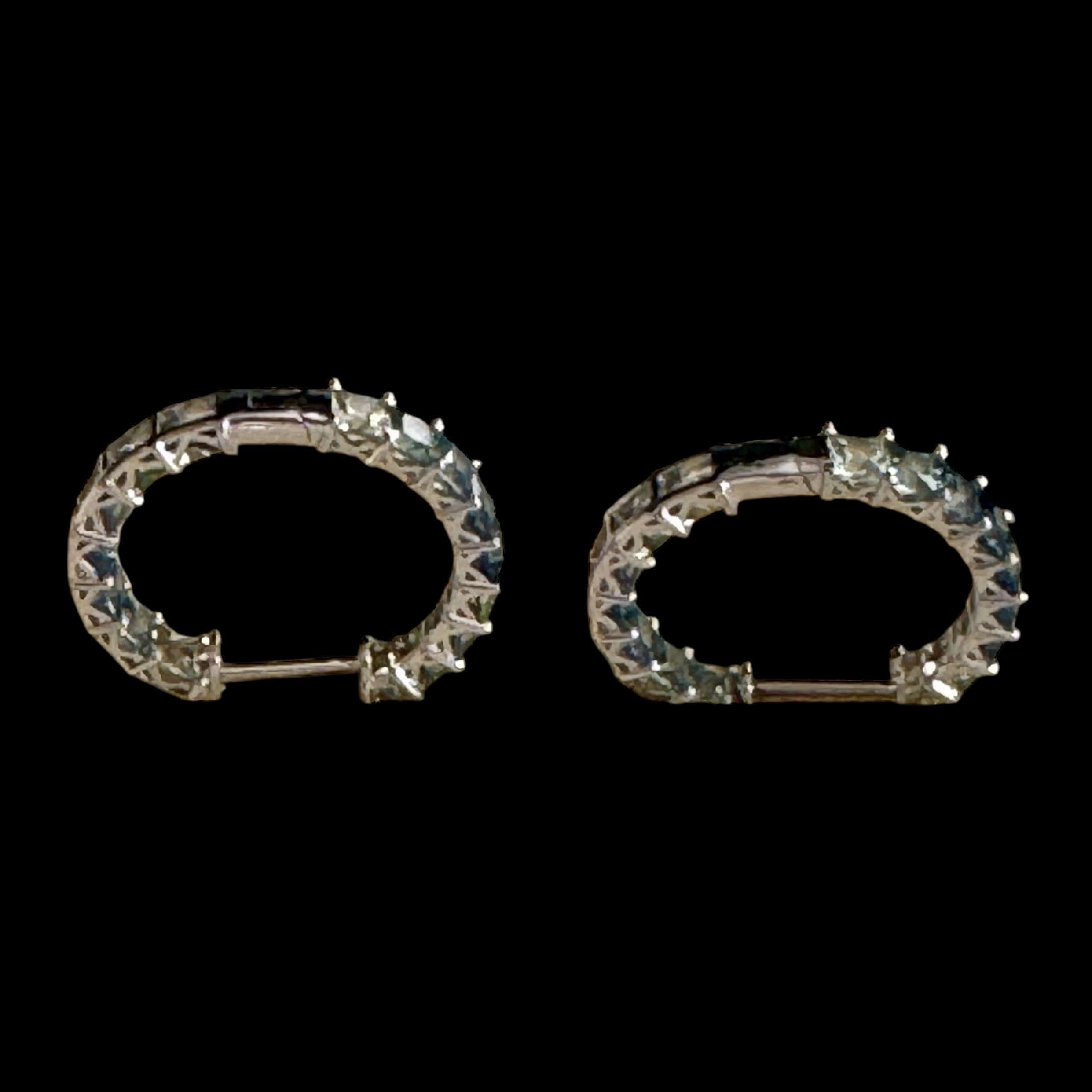 Luxury Promise 1.70ct :Teal Blue" Multi Sapphire Earrings set in 18K White Gold