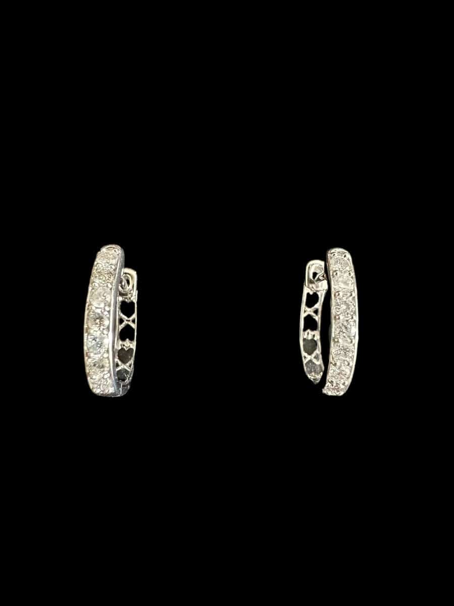 18K White Gold & Brilliant Round Diamond hoop earrings