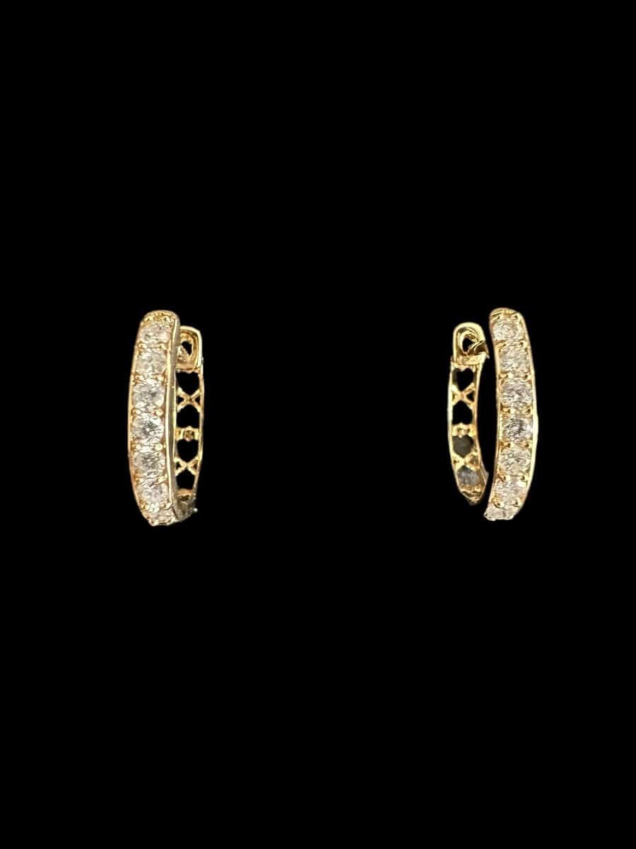 18K Yellow Gold & Brilliant Round Diamond hoop earrings