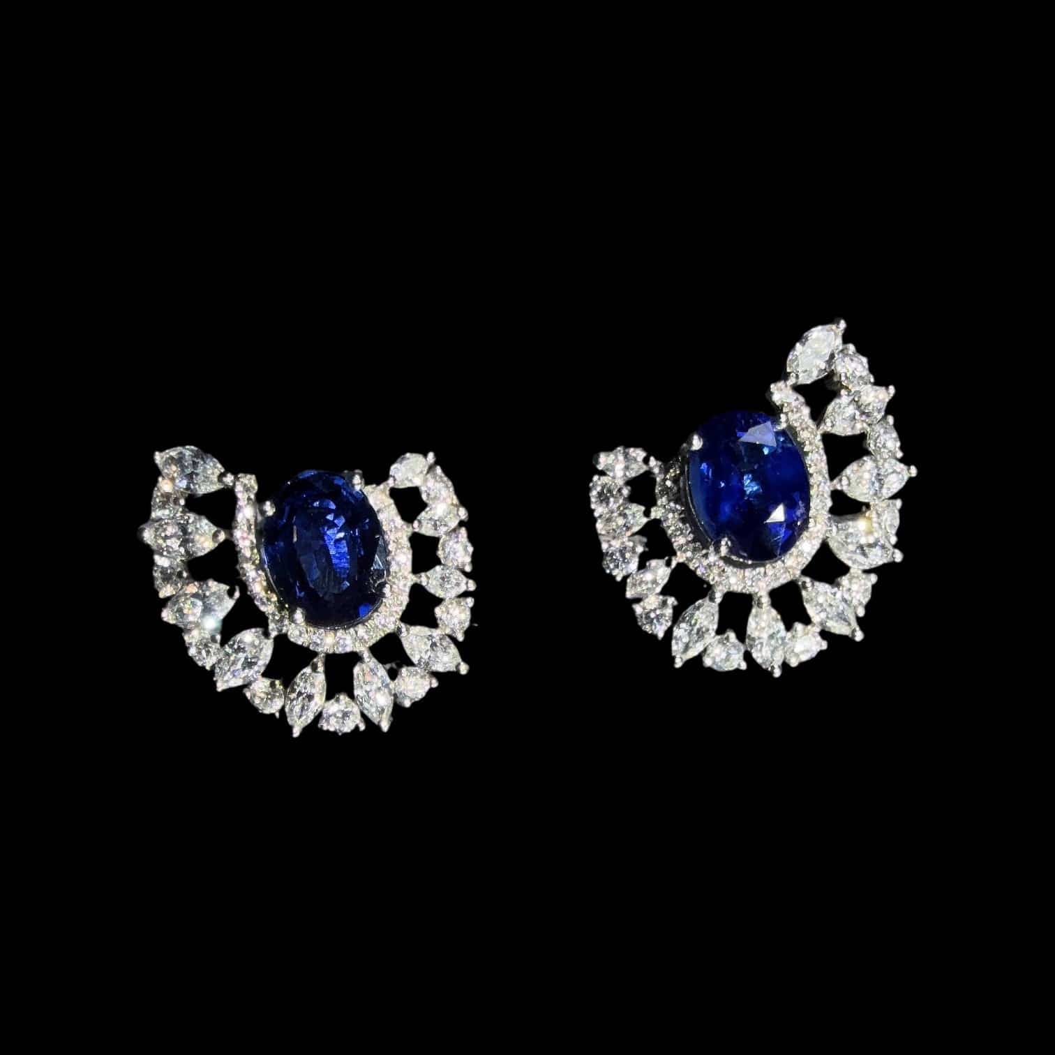 Luxury Promise 2.73ct Madagascar "Royal Blue" Sapphire & 1.90ct Diamond Earrings set in Platinum
