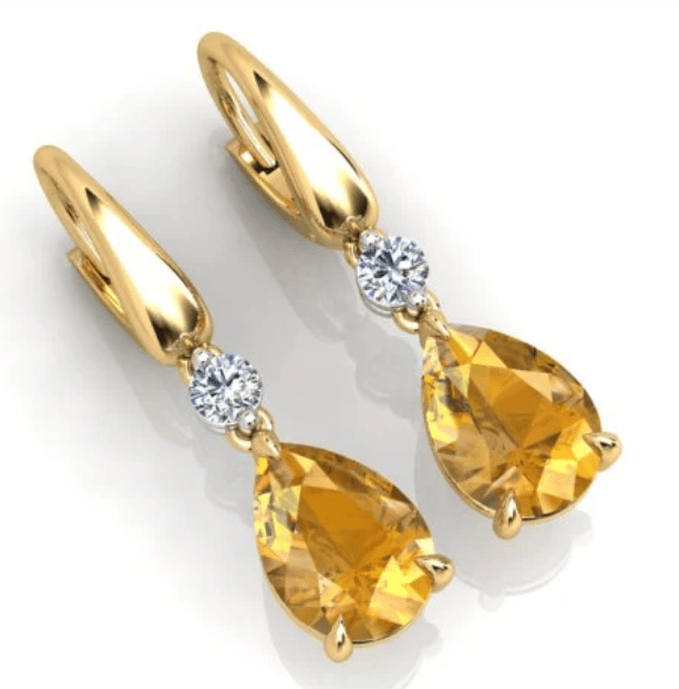 Luxury Promise 2.94ct Citrine and 0.24ct Diamond Drop Earrings 18K Yellow Gold
