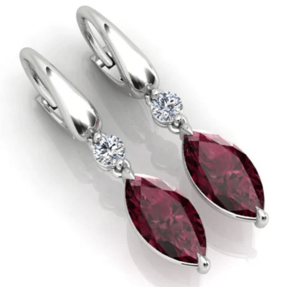 Luxury Promise 3.98ct Rhodolite and 0.24ct Diamond Drop Earrings 18K White Gold