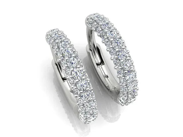 Luxury Promise Diamond Huggie set in 18K White Gold