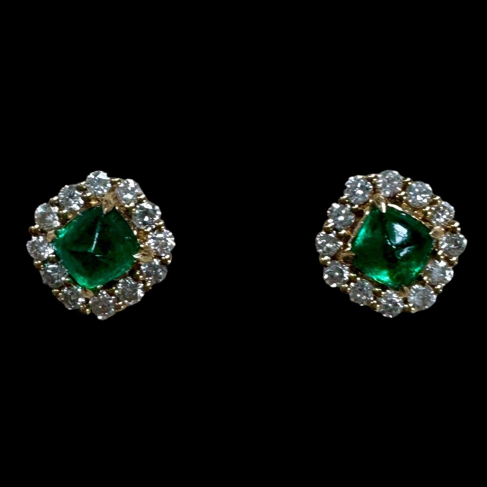 Luxury Promise Emerald and Diamond Earrings set in 18ct Yellow Gold