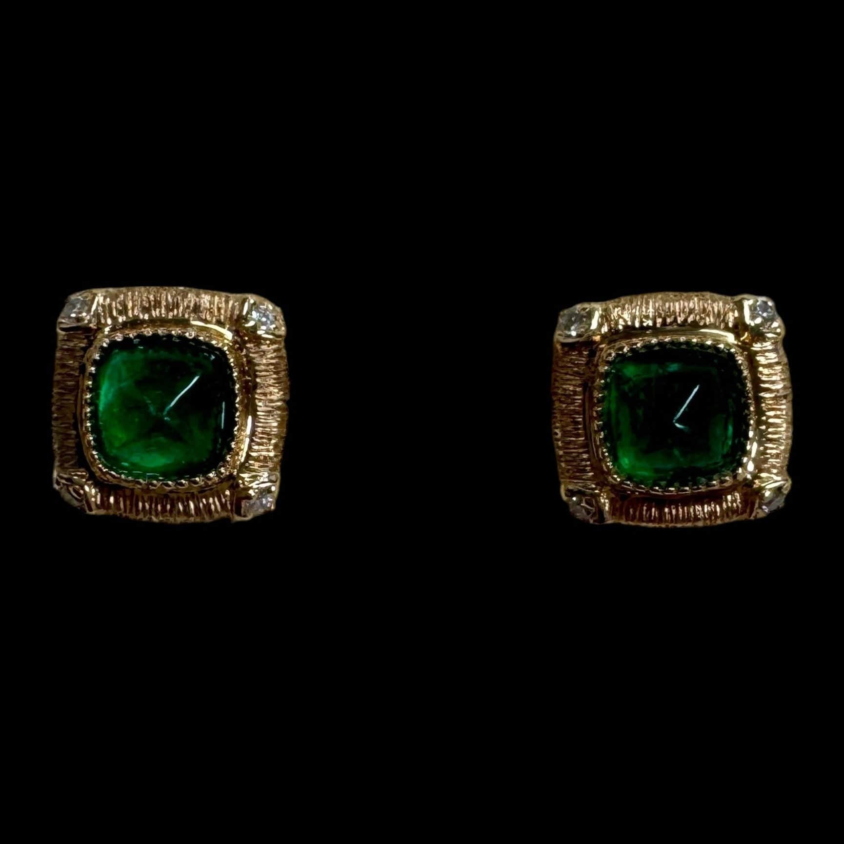 Luxury Promise Emerald and Diamond Earrings set in 18ct Yellow Gold