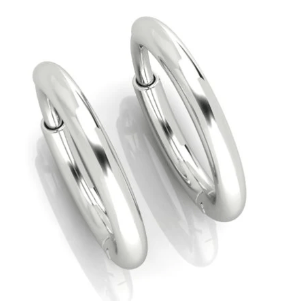 Luxury Promise Huggie Earrings 18K White Gold