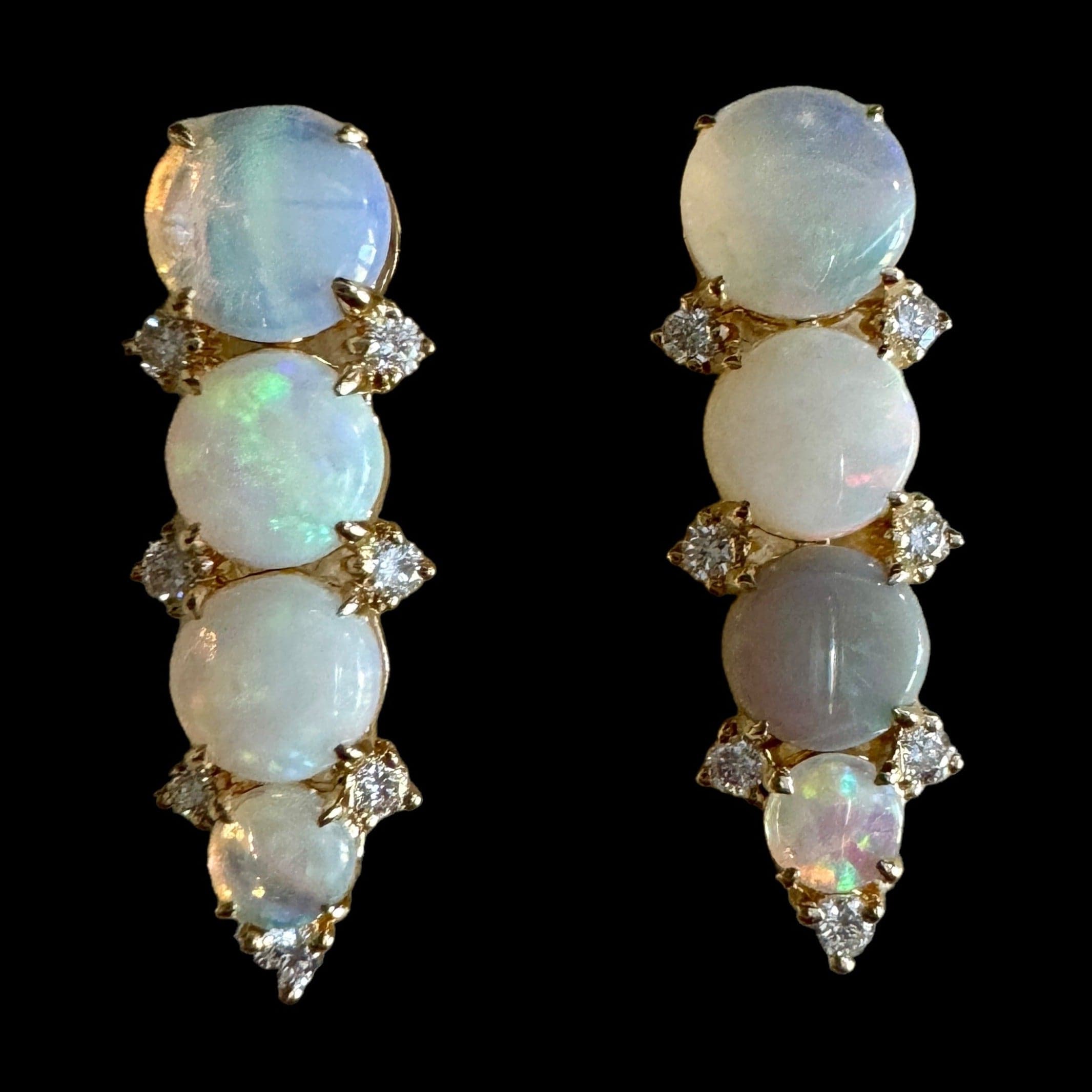 Luxury Promise Opal & Natural Diamond Stud Earrings set in 18K Yellow Gold