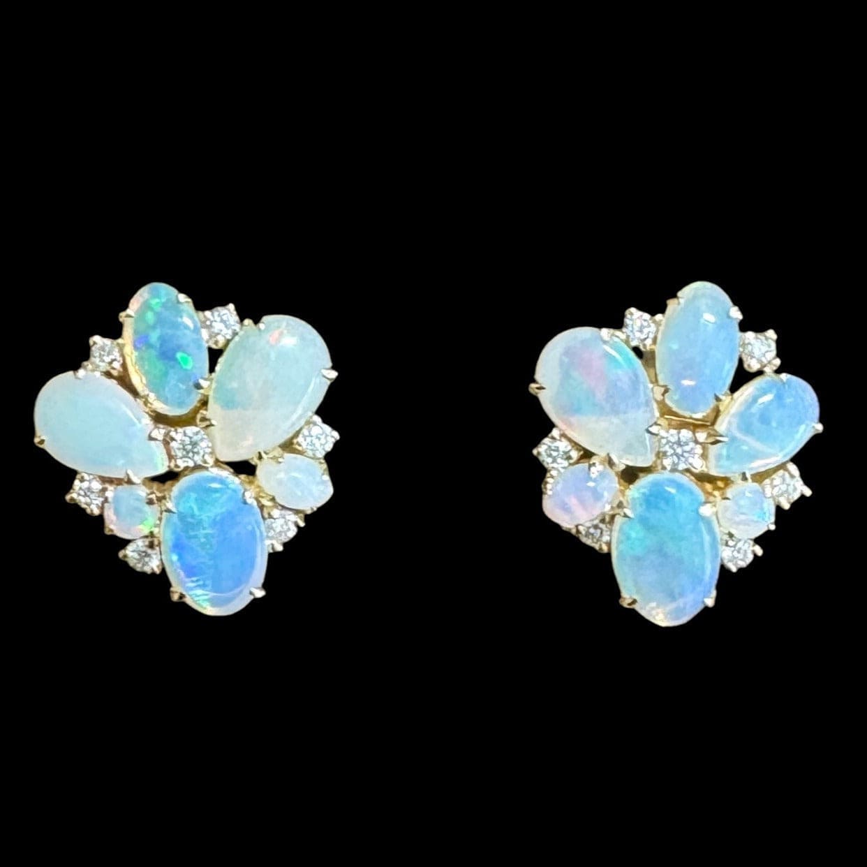 Luxury Promise Opal Stud Earrings set in 18K Yellow Gold