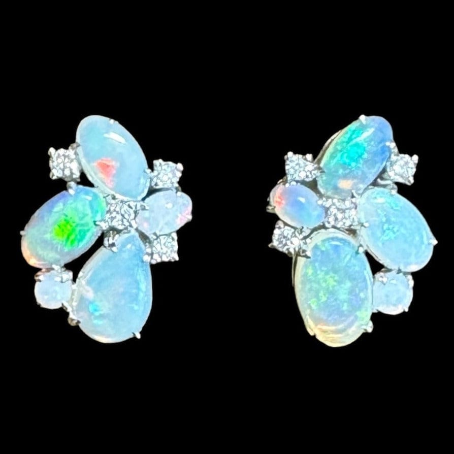 Luxury Promise Opal Stud Earrings set in White Gold