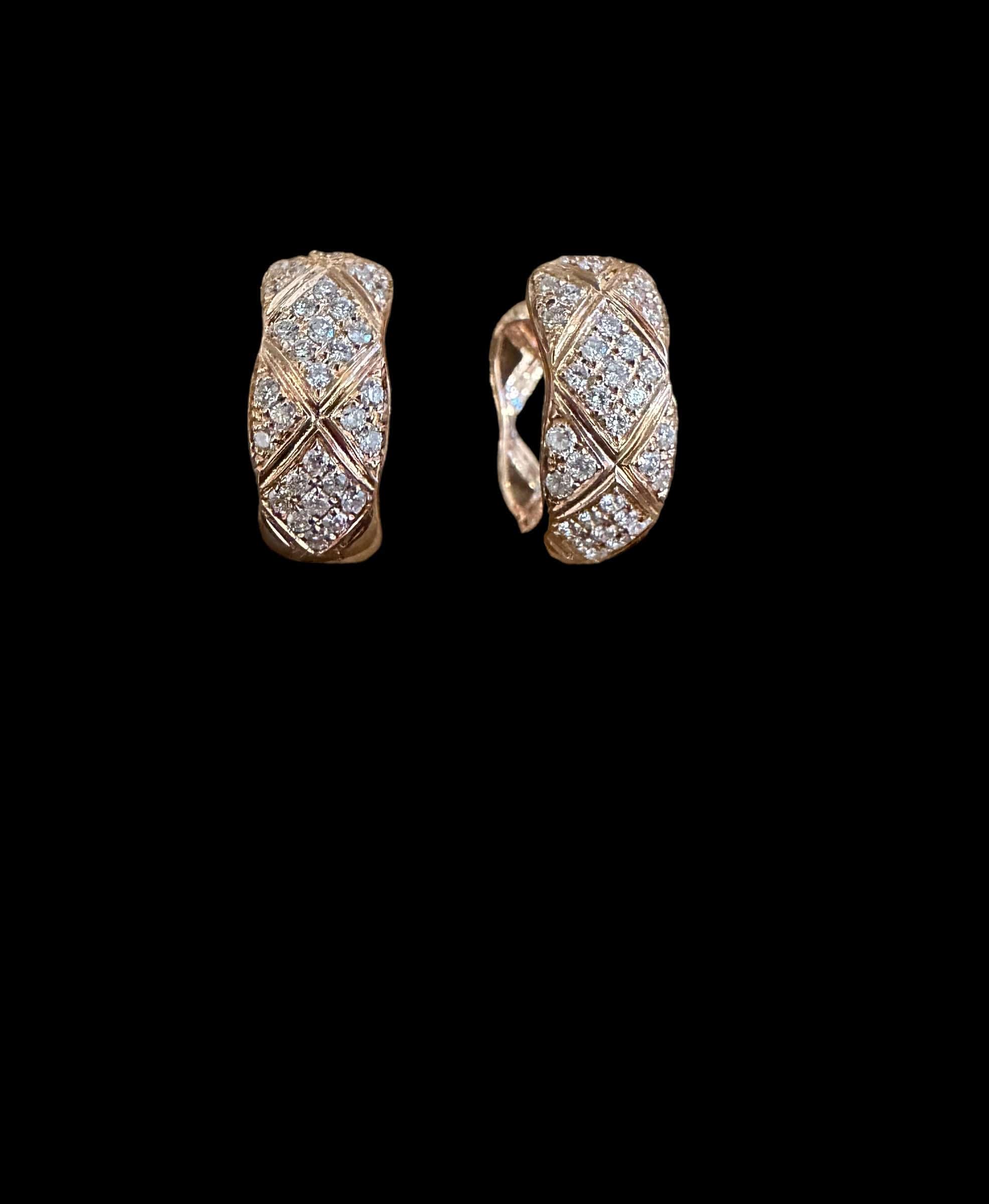 Luxury Promise Pave Diamond Hoop Earrings set in 18K Rose Gold