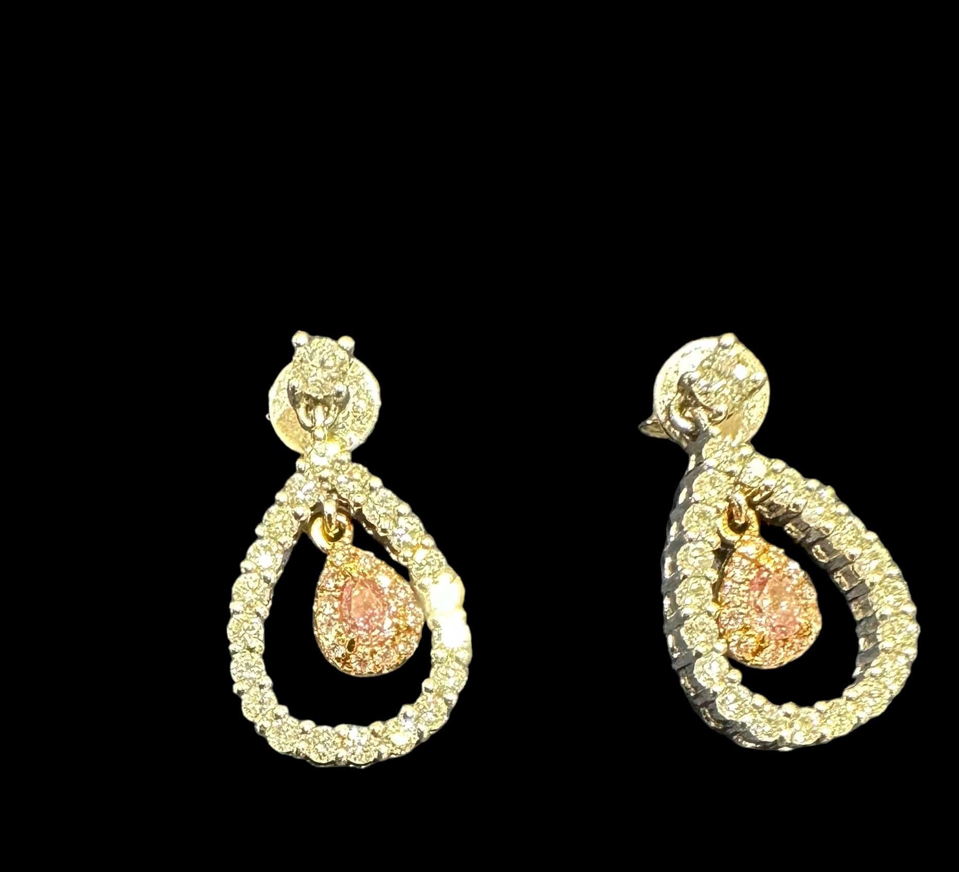 Luxury Promise Pink Diamond Drop with Pear shape earrings