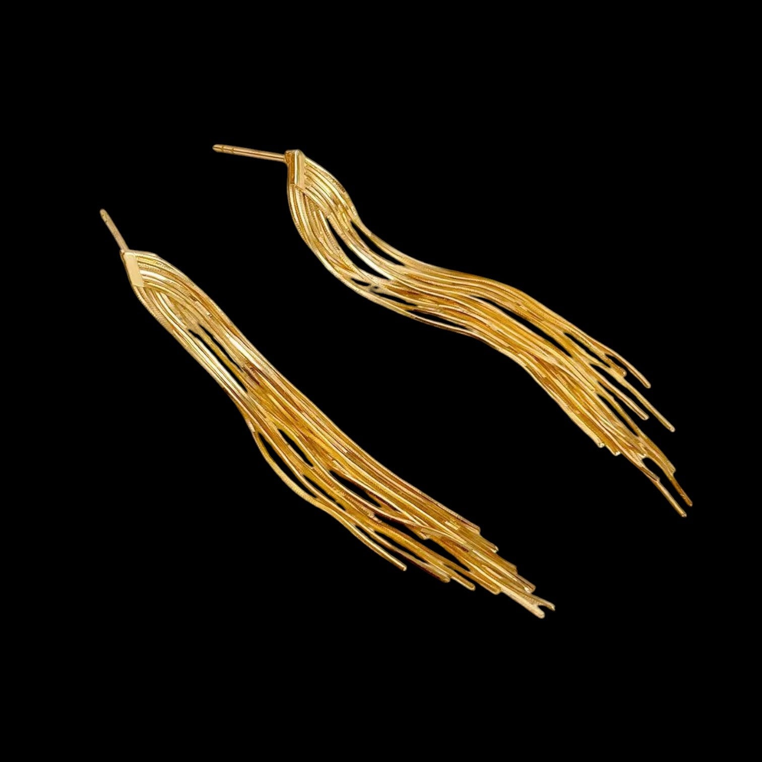 Luxury Promise Plain 18k Yellow Gold Chain Earrings