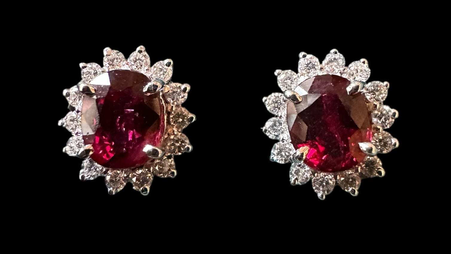Luxury Promise Ruby and Diamond Earrings set in 18K White Gold