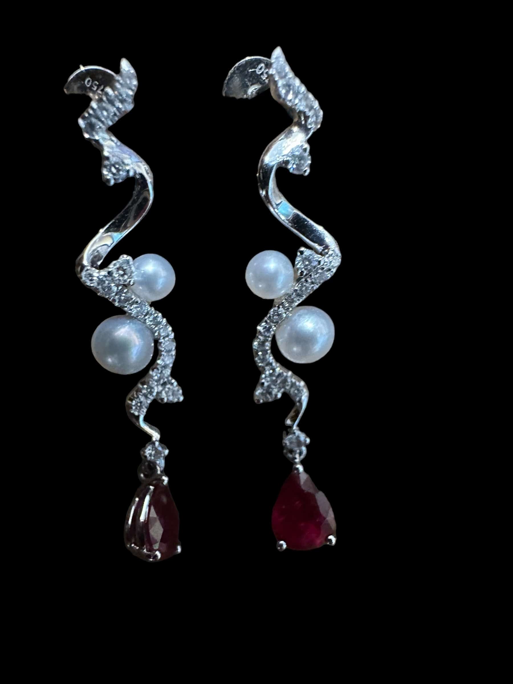 Luxury Promise Ruby, Pearl & Diamond Earrings