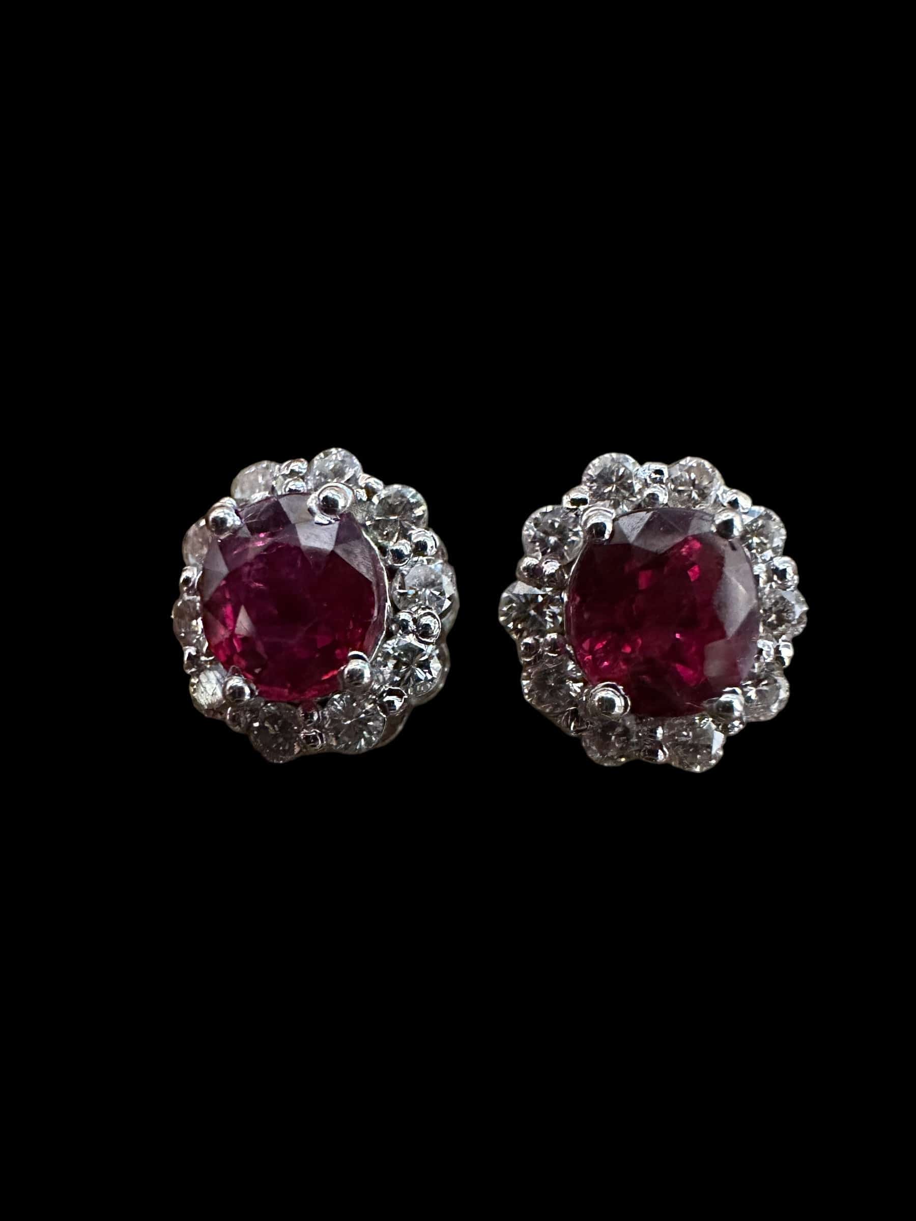 Luxury Promise Ruby Stud earrings with surrounding diamonds