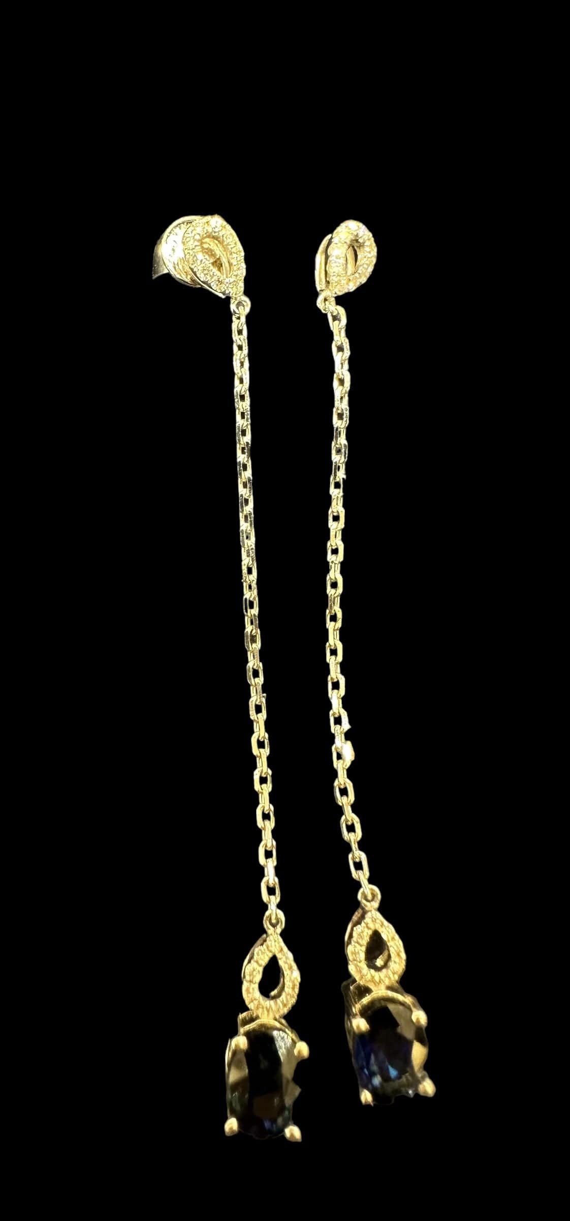 Luxury Promise Sapphire drop earrings on chain