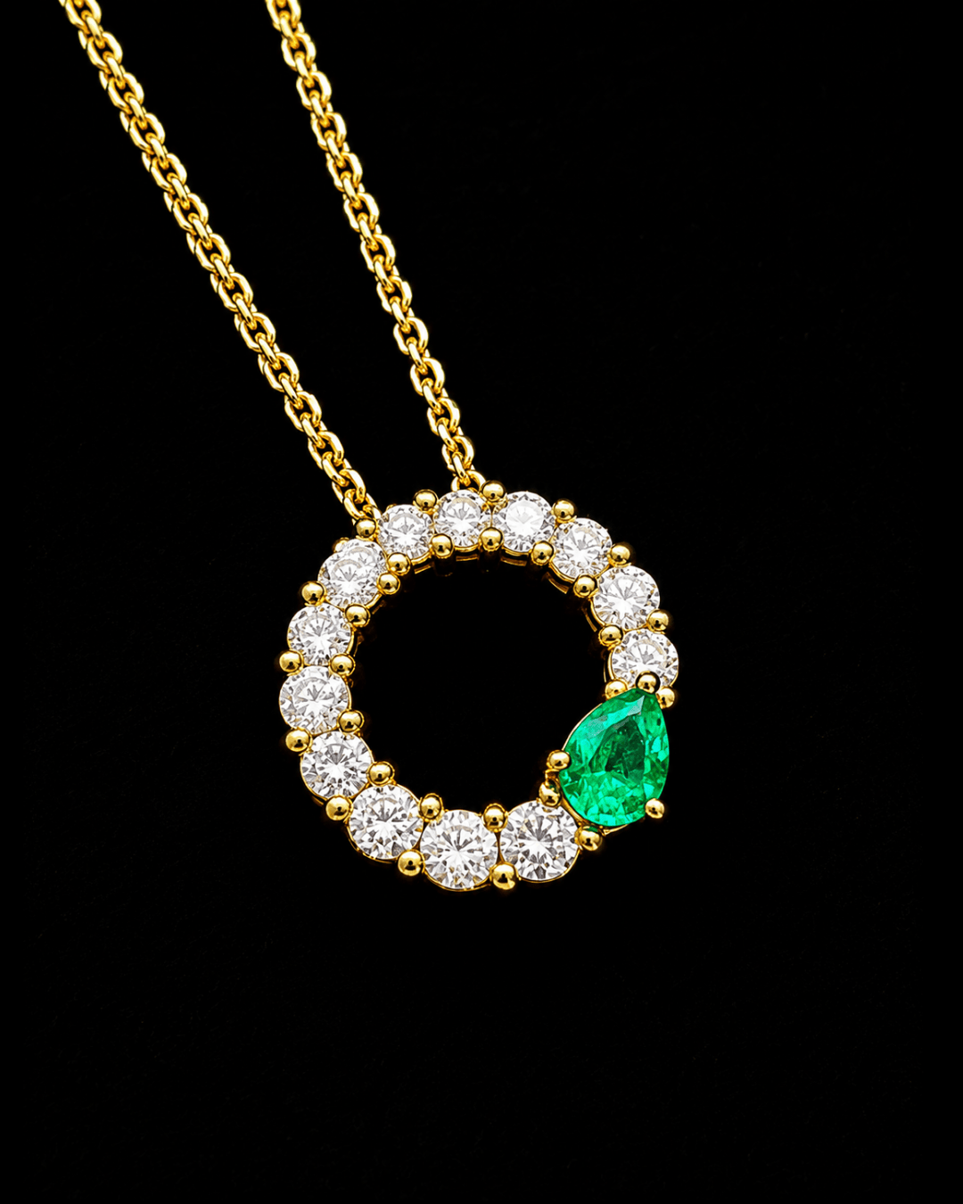 Luxury Promise Emerald Diamond Necklace in 18K / E0.36ct / D0.86ct 9523 JJC0741